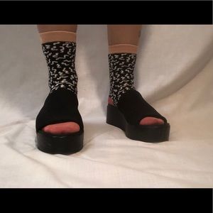 Bebe stretchy slip-on platforms